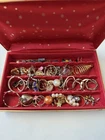 Jewelry Case Filled with Vintage Costume single/ pair craft lot.