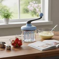 Batteur à Crème à Manivelle Compact Fouet Rotatif Manuel Poignée Confortable