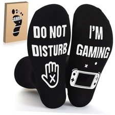 Valentines Day Gifts for Him Men Her, Funny Gaming Socks for Gamer, 6-12 Black