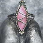 Vintage Native American Sterling Silver Pink MOP Inlay Ring Size 8