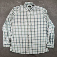 ORVIS River Guide Mens Long Sleeve Plaid Button Up Shirt Green Blue Orange XL