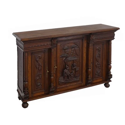 Highboard Sideboard Anrichte Antik um 1880 massiv Eiche B: 140 cm -12035- - Bild 1 von 4