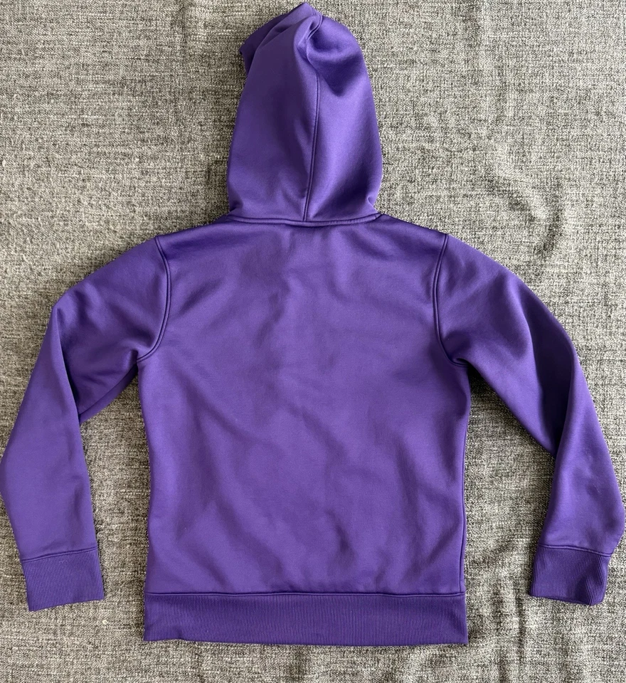 Womens Under Armour Hooded Sweatshirt Purple Gray Large Logo SM/P - Image 2 of 4