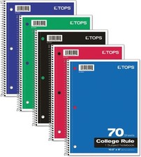Oxford Spiral Notebook, 1-Subject, College Ruled Paper, 70 Sheets, Color May