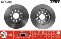 2 X Bremsscheibe TRW DF4294 FüR VW Golf Plus Jetta IV Seat
