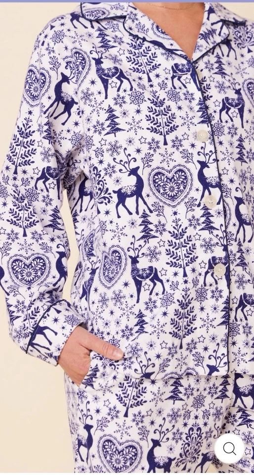 PIJAMA THE CAT'S PIJAMA HOLLY JOLLY FRANELA Azul Mediano. Invierno Navidad Cálido Foto 2 de 4