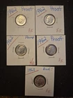 5 Uncirculated PROOF SILVER 1962 Roosevelt Dimes.  ** 1 Toned!! Bonus! 90%!!