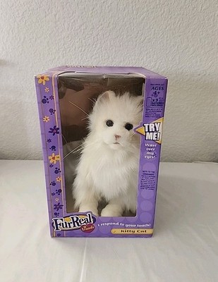 Vintage White FurReal Kitty Cat Toy I Respond  To Your Touch In Box 