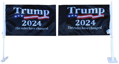 Trump 2024 The Rules Have Changed 12''x18'' DOUBLE Sided Knit Nylon Car Flag