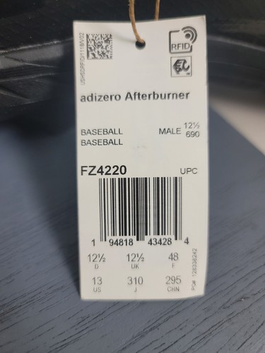 Adidas Adizero Afterburner 8 Mens TPU Baseball Cleats Black Size 13 FZ4220 New - Picture 11 of 11