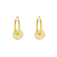 14ct Gold-Plated 925 Sterling Silver Circle Design Hoop Sleeper Earrings (Pair) 