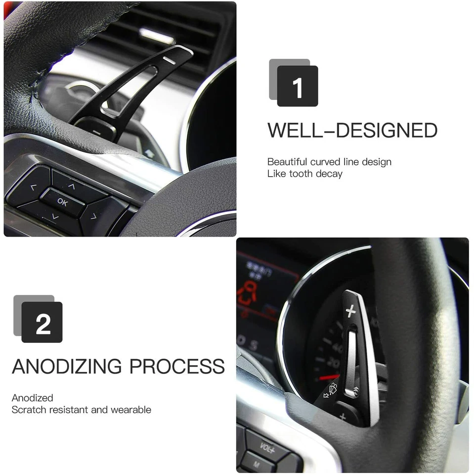 Steering Wheel Shift Paddle Cover Trim Decoration Frame for Ford Mustang 2015+ Foto 4 de 4