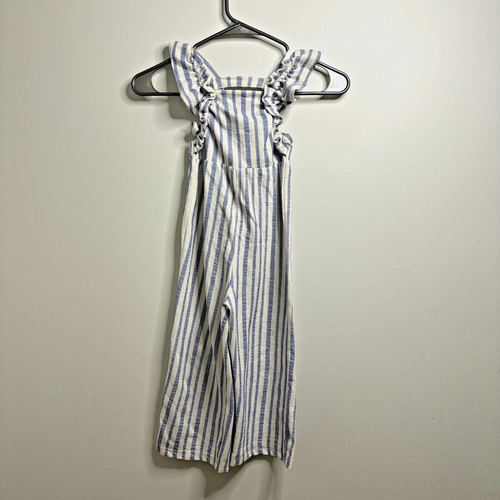 ZARA Girls Romper Jumpsuit Blue White Stripe Size 4 Years Runs Small Like Size 3 - Picture 2 of 6
