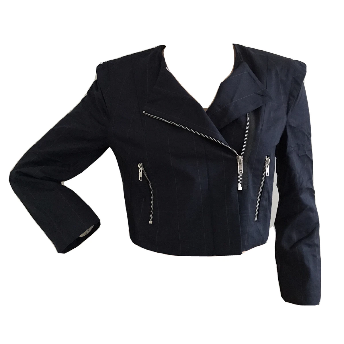 Cropped navy cheap jacket uk