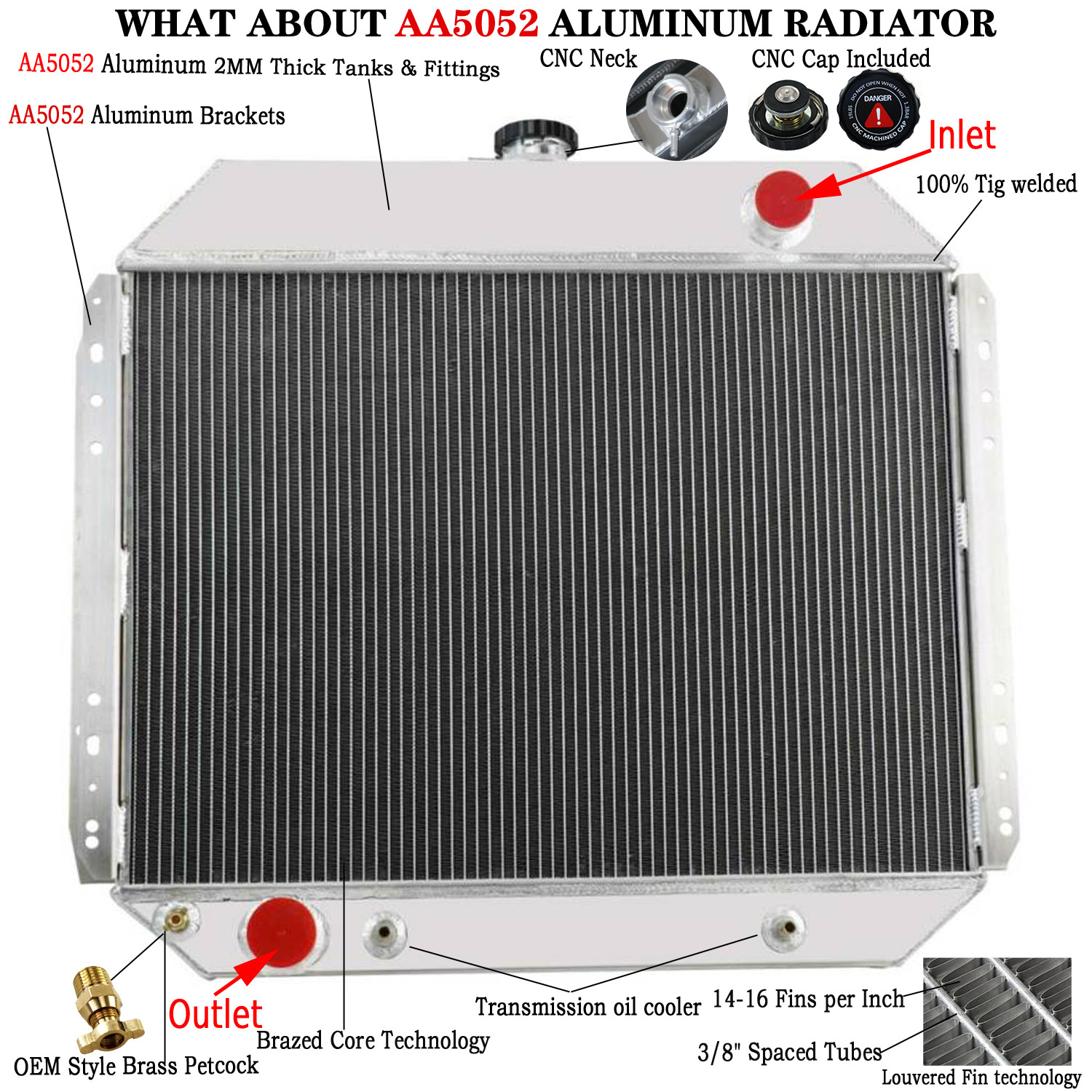 4 Row Radiator Fits 66-79 Ford F-Series F100 F150 F250 F350 Truck 78-79 Bronco .