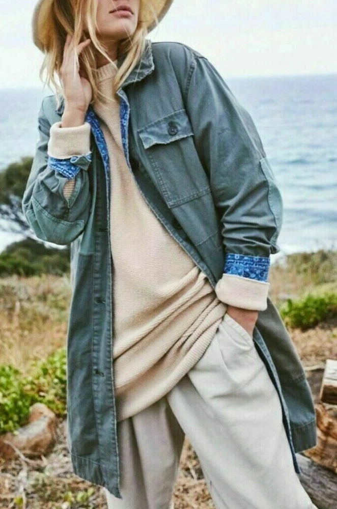 Free People NWT Size Small NEW Military Army Green Jacket