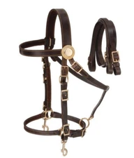 Tough 1 Brown Supreme Leather Halter Bridle Combo W Reins