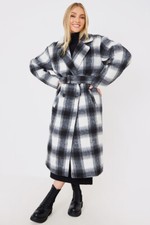 Womens Coat Check Double Breasted Duster Coat│in The Style