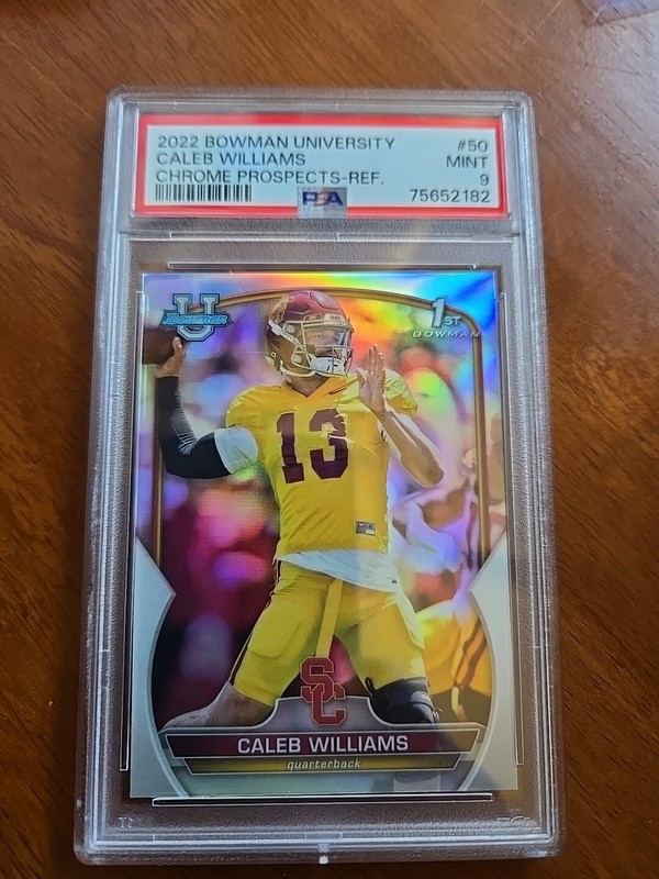 2022 Bowman University Chrome Caleb Williams 1st Bowman Refractor #50 PSA 9