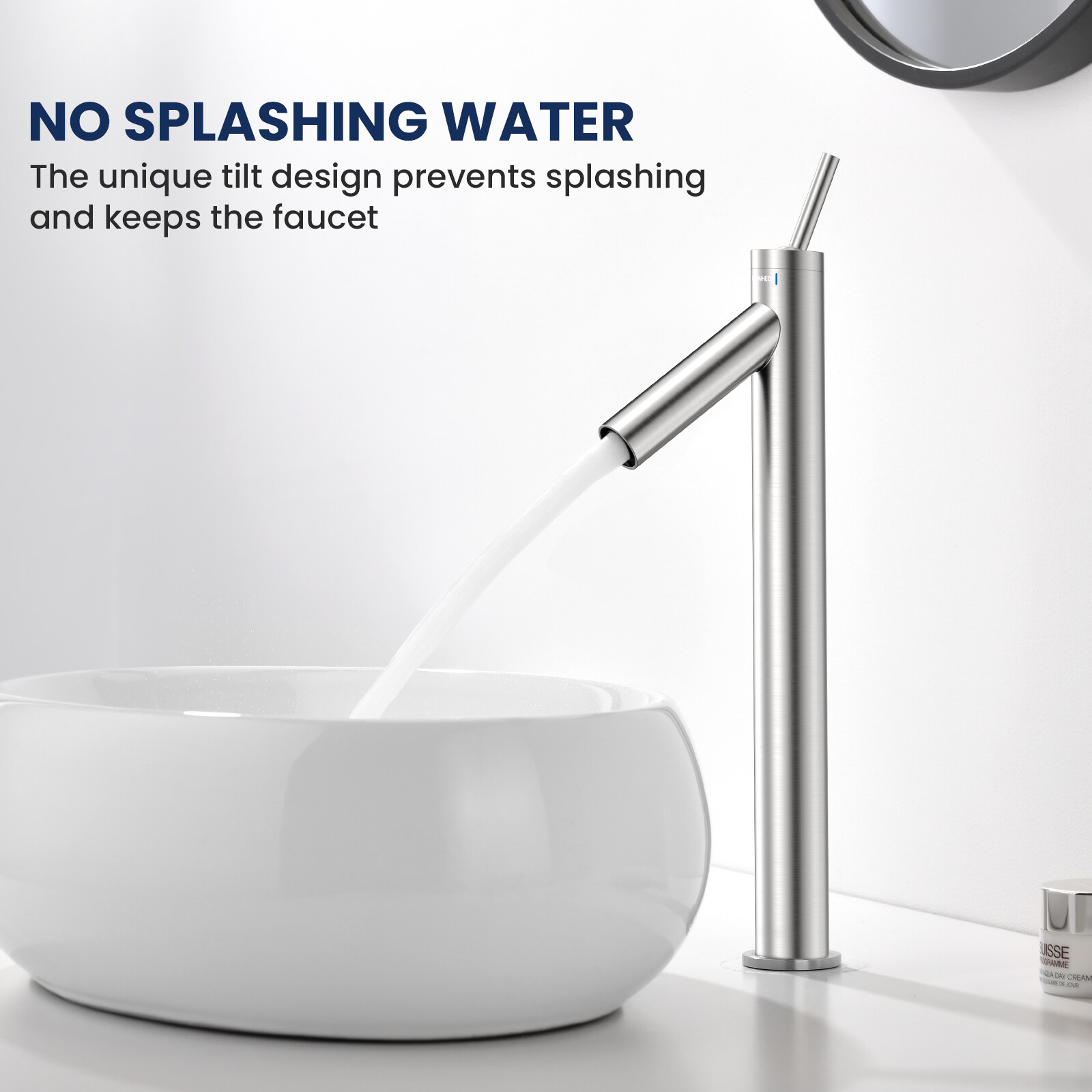 Waschtischarmatur Hoch Chrom - 360° Drehbarer Auslauf Für Aufsatzwaschbecken