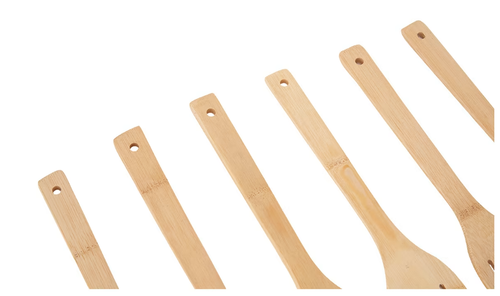 6pcs Wooden Bamboo Kitchen Cooking Utensils Spoons & Spatula Food Mixer Mixing - Picture 4 of 11