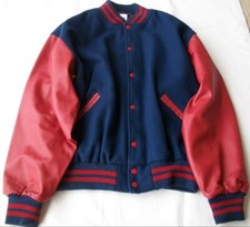 XXL / 2XL MENS VARSITY JACKET RED AND BLUE MADE IN USA WOOL SHELL