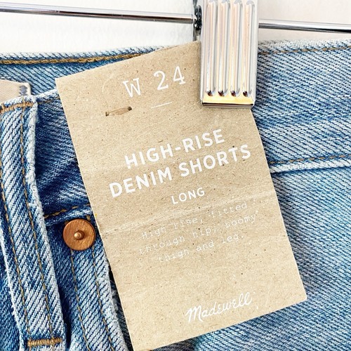 Bermuda donna Madewell a vita alta lunghi in denim con taglio taglia 24 - Foto 7 di 9