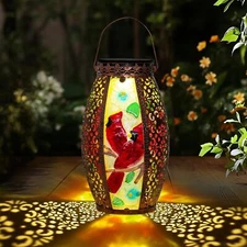 Outdoor Solar Lantern-Waterproof Two Cardinal Hanging Metal Decorative Lights...
