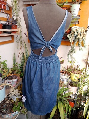 GAP 1969 Womens XSmall Dress Denim With Pockets Cutout Tie Back Midi Casual | eBay GAP 1969 Womens XSmall Dress Denim With Pockets Cutout Tie Back Midi Casual | eBay