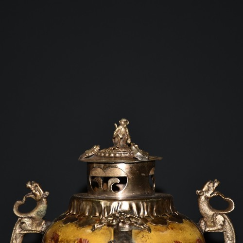 Exquisite Old Chinese Porcelain inlay tibet silver Armor Incense burner - Picture 7 of 9