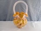 Fenton Cameo Opalescent Carnival Glass Spiral Optic Basket Bill Fenton INV2