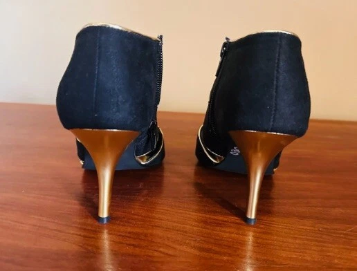 Zapatos de salón Kathy Van Zeeland con plataforma negros y dorados para mujer TALLA 6,5 RTL $75 Foto 2 de 4