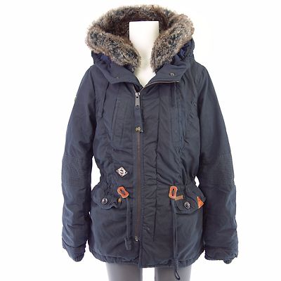 Damen Parka Blaue Jacke Mit Fellkapuze Iris Parka Blau Only Mantel