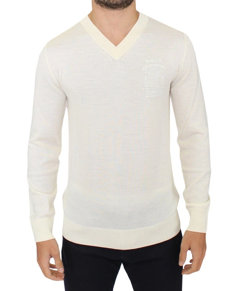 Mens off white v neck best sale sweater