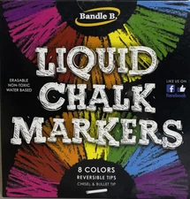 Liquid Chalk Markers 8 Vibrant colors erasable non-toxic water-based reversible