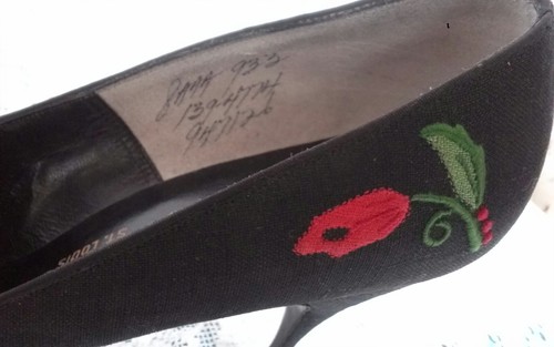 VTG COLLECTOR 1960 Heel Shoe 8AAA I. MILLER BLACK W/ Flowers Beautiful Classic - Picture 8 of 12