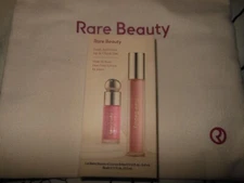 RARE BEAUTY FRESH& DEWY LIP & CHEEK DUO + BAG HAPPY PINK BLUSH NEARLY PETAL GLOS