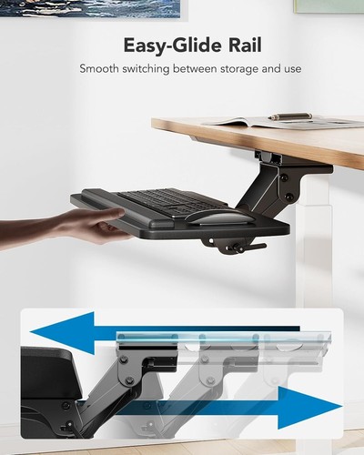 HUANUO Keyboard Tray Under Desk 360 Adjustable Ergonomic Sliding Keyboard - Picture 4 of 7