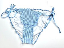 ONIA Blue White Nautical Seersucker Stripe Lattice Trim Side Bikini Bottoms M 8