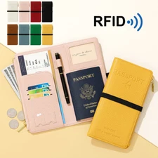 Family Travel Wallet Passport Holder RFID Blocking Document Organizer Bag Case