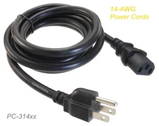 AC Power 14 Gauge IEC C13 to NEMA5-15p 3-Conductor PC Power Cable / Cord
