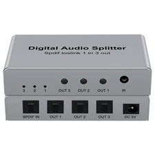 3 Port SPDIF Toslink Fiber Audio Splitter, Digital Optical Splitter 1x3(1 in ...