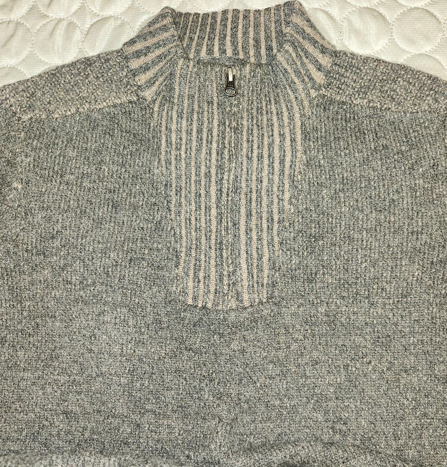 Blue Pronto Uomo Charcoal Grey Heavy Weight Wool Sweater 1/2 Zip Elbow Shading - Image 4 of 4