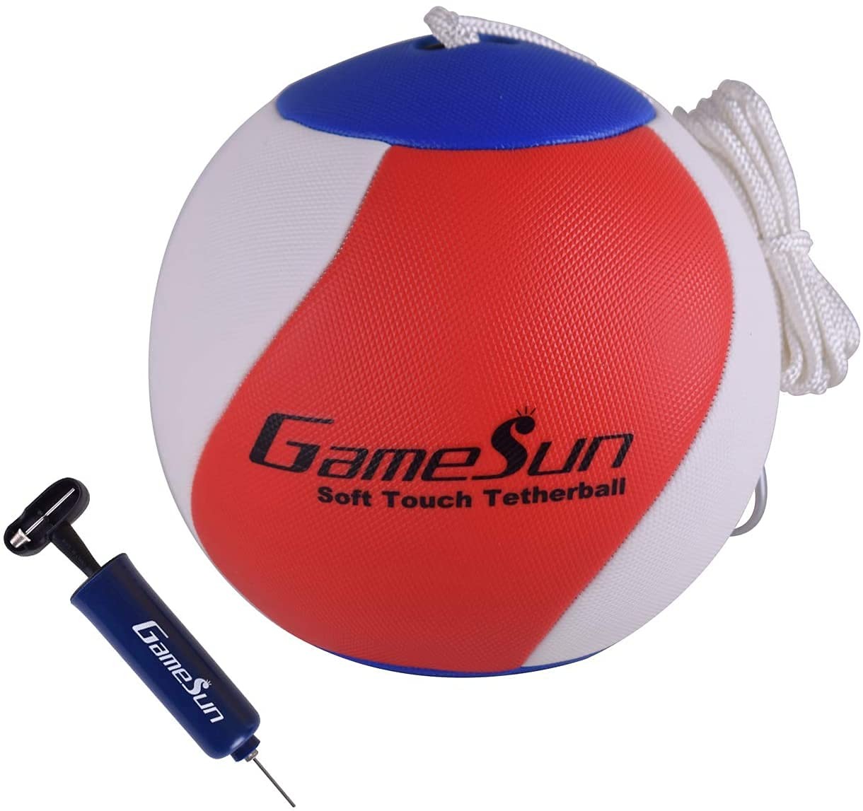 Tetherball Ball and Rope with Carabineer, Soft Touch, Portable Tetherballs wi