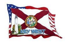Decal Vinyl Sticker USA/FL Flags w/ Lighthouse- Key West Made in USA