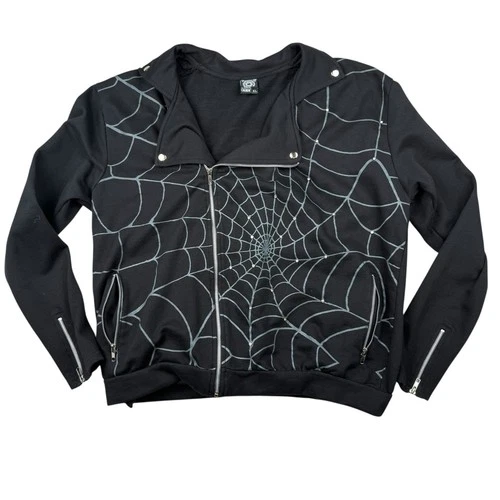 Kreepsville 666 Spider Web Skull Zip XL Gothic Horror Black Jacket Emo Halloween - product listing photo