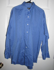 HUGO BOSS Dress Shirt 16 32/33 Blue Hidden Button Down Excellent Cotton