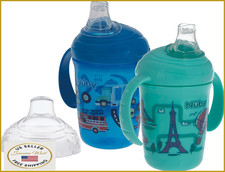 Nuby No-Spill 2-Handle Baby Soft Spout Cup w/Hygienic Cover - 2 Pack, 8oz