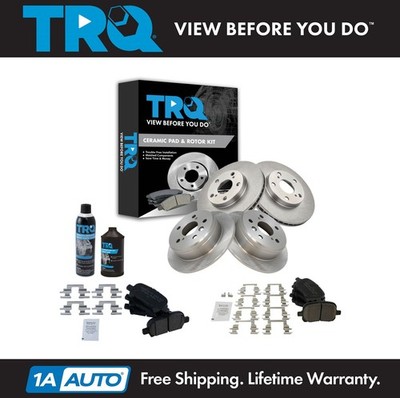 TRQ Front & Rear Ceramic Brake Pad & Rotor Kit w/Fluids for 99-03 Toyota Solara