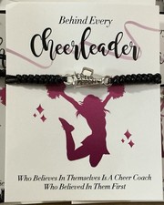 10 Pcs Cheer Wrist Bracelet for Girls Cheerleading Bracelets Wristbands Black